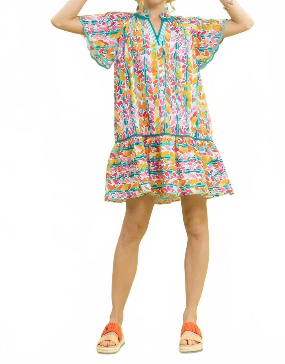 NEW UMGEE spring vine dress in teal mix